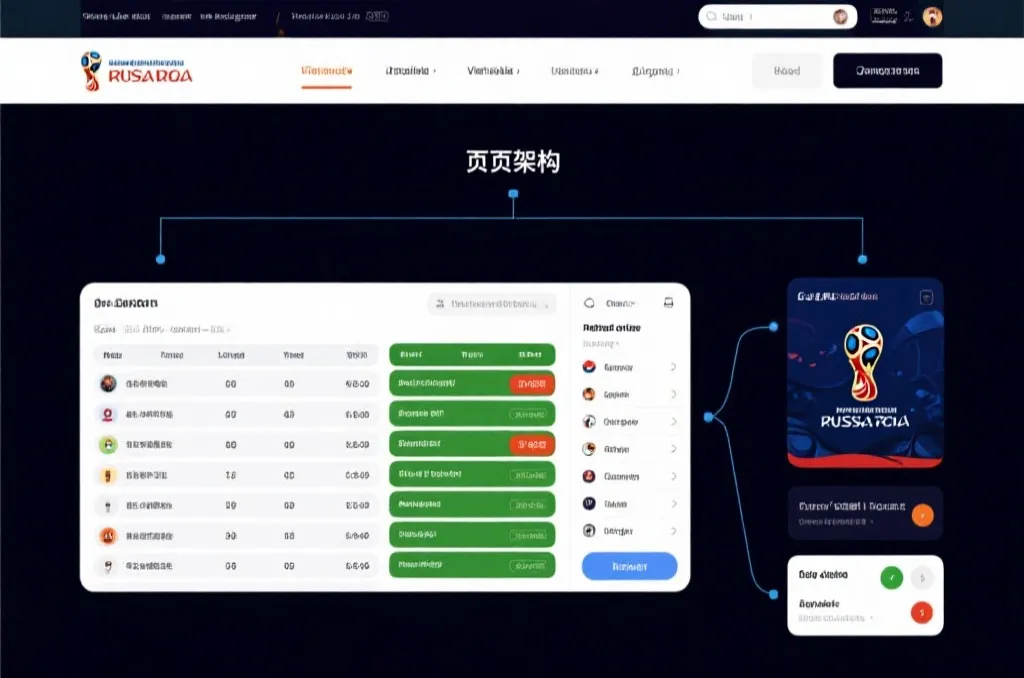 世界杯比分预测专题页面布局示意图